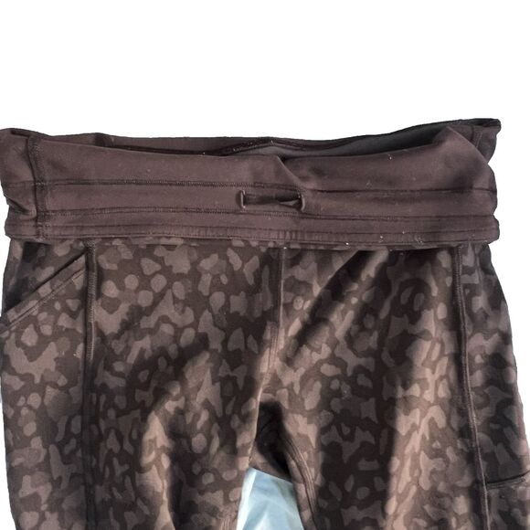 Lululemon Invigorate High Rise Tight Leggings Formation Leopard Deep Coal Size 6 - Picture 10 of 11